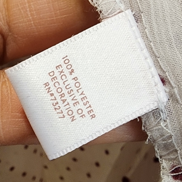 LC Lauren Conrad Cream and Red Polka Dot light weight blouse size L fits M - Picture 9 of 12